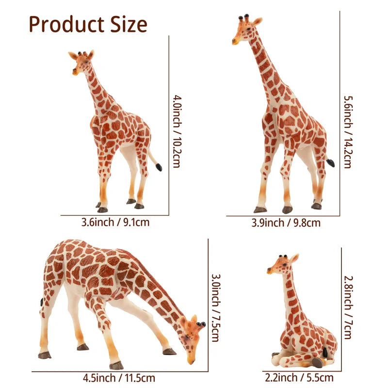 4Pcs Simulation Giraffe Wildlife Animal Model Toy Mini Giraffes Figures Dolls Action Figurines Toys for Children Set Gift