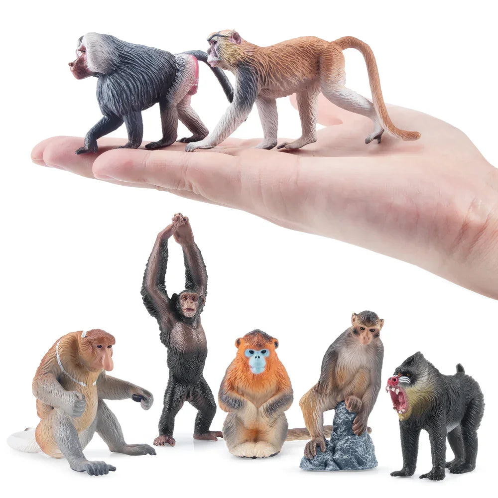 Toymany Simulation Monkeys & Apes Primate Animal Model Toy Mini Figures Dolls Action Figurines Toys Children Gift Cake Decor